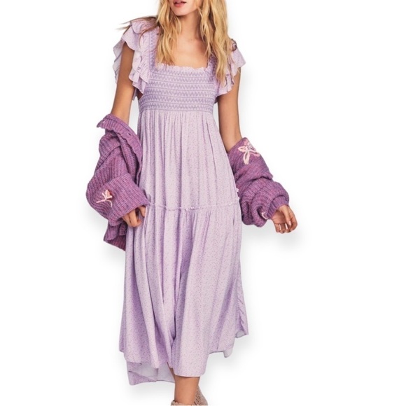 LoveShackFancy Lavender Midi Dress - Picture 1 of 5